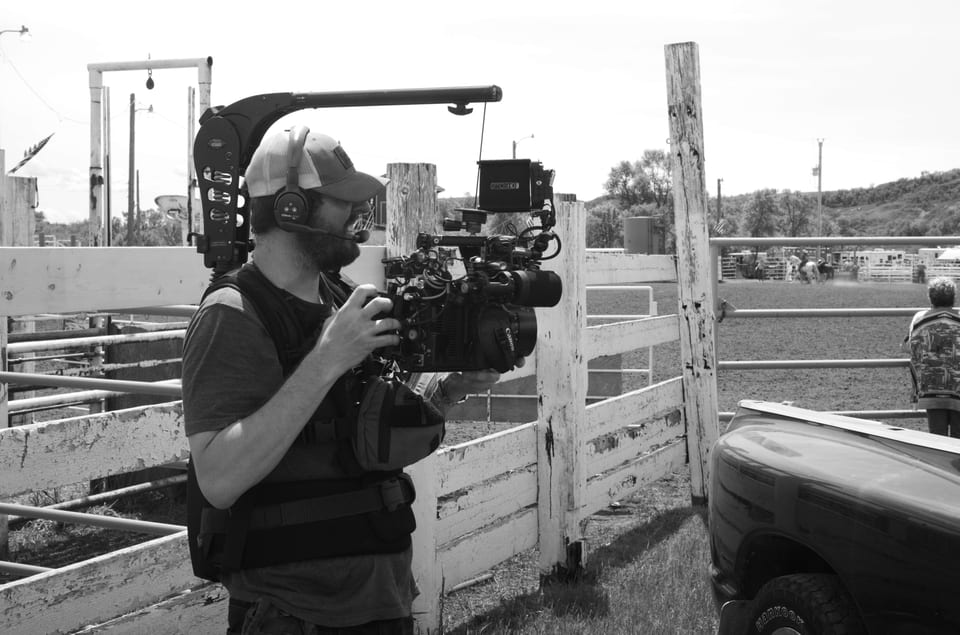 James Peterson on a shoulder rig at a rodeo