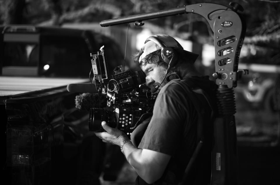 James Peterson operating a Steadicam at night